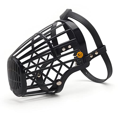 Image of Sage Square Adjustable Strap Muzzle, Mouth Cover, Basket Cage, Pet Safety Collar for Anti Biting Dog. (Black, Small)
