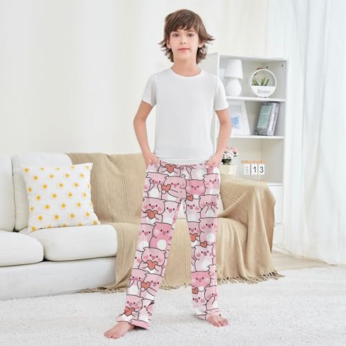 Boys' Pants Cute Pig Heart Pose Long Bottoms Jogger Pants Elastic Waist Trousers with Pockets S-XL3