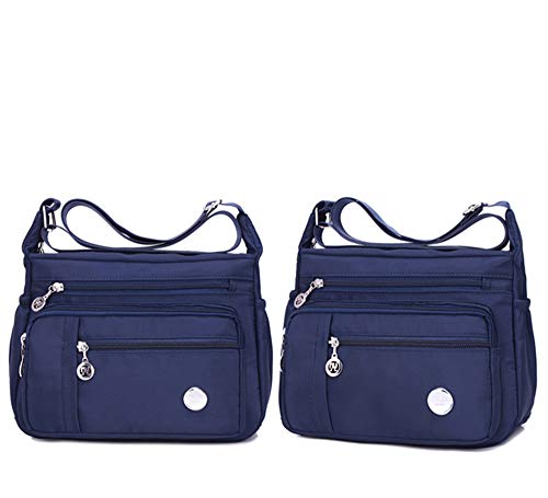 KEEPOP Crossbody Bag for Women Multi Pocket Waterproof Lightweight Nylon Purse Shoulder Bag Blue L - Image 2