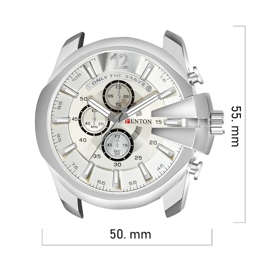 Image of FENTON Trendy Chronograph Watch with Stainless Steel Case, White Dial