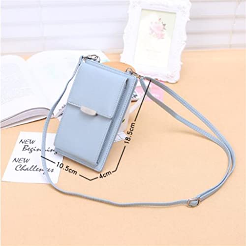 Women Purses Solid Color Leather Shoulder Strap Bag Mobile Phone Bag Card Holders Wallet Handbag Pockets For3