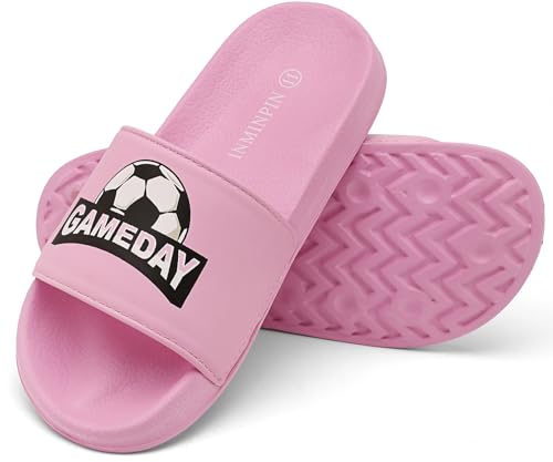 Image of INMINPIN Kids Boys Girls Ball Sprots Slides Sandals Ultra Comfortable Beach Pool Shower Shoes House Slide Indoor Outdoor for Sports Fan