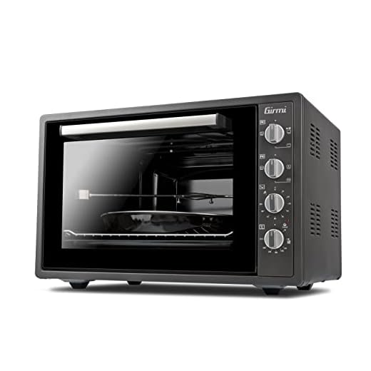 Girmi FE58 Forno Elettrico Ventilato con Girarrosto 300°C, 58 Litri, Luce interna, 1800 W, Timer, Funzioni Base, Grill, Combinata, Accessori inclusi, Grigio Antracite