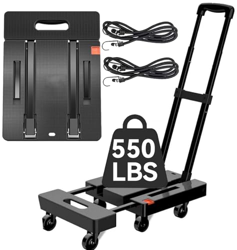 La Mejor Lista de Carro Plegable - los más vendidos. 49 Unicame 550 LBS Carro de Mano Plegable,Diablito de Carga Plegable,Carretilla de Mano con 6 Ruedas y 2 Cuerdas Elásticas para Equipaje,Hogar,Viaje,Mudanza,Oficina