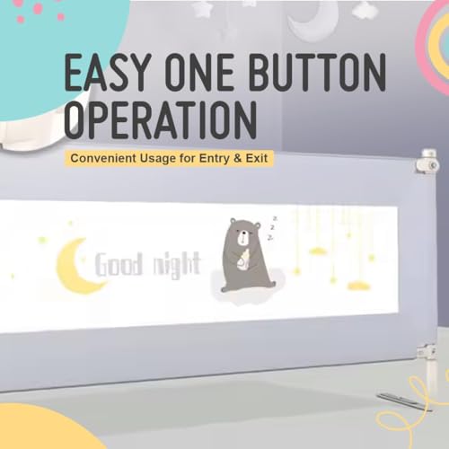 Image of Safe-O-Kid Metal 1-Year Warranty 6 Feet /180Cms Baby Bed Rail, Adjustable Height, Baby Safety Bed Railing, Bed Guard for Babies, Grey-Pack of 3