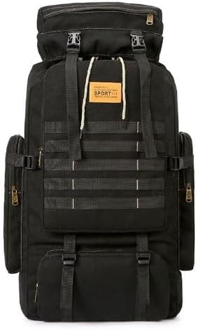 Mochila Trilha Camping Acampamento 80l Litros Impermeável Cor:Pre...
