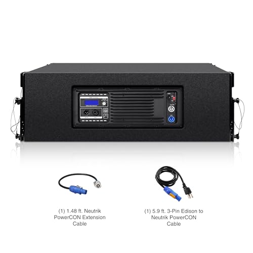 Image of Sound Town ZETHUS Pair of Dual 10-inch Powered Line Array Speaker System with Onboard DSP, Black (ZETHUS-210BPW-PAIR)