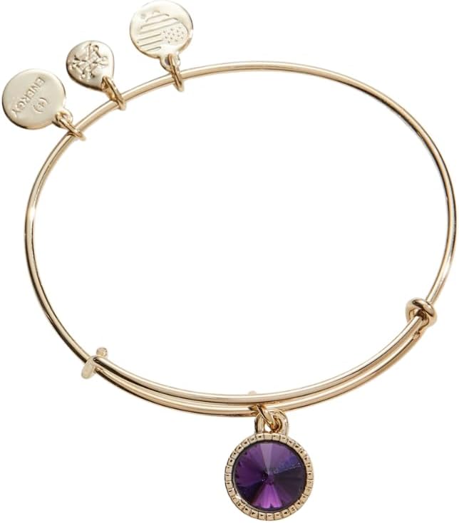 Alex and Ani Birthstones Expandable Bangle for Women, Birthday Crystal Charms, Shiny Finish, 2 to 3.5 in