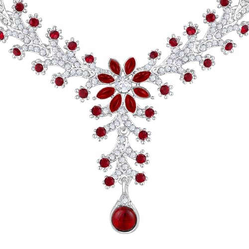 Image of Atasi International Diamond Necklace Jewellery Set for Women with Earrings and Maang Tikka for Wedding, Party, Engagements & Festivals