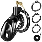 Male Chastity Cage Cock Cage - Metal Chastity Device Penis Cage for Men Penis Exercise Bondage Gear & Accessories, Male Chastity Belt with 3 Sizes Penis Rings 2 Keys & Invisible Lock Adult Sex Toys