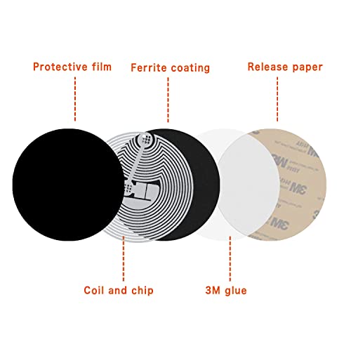 50 pegatinas NFC antimetal NTAG215 de 25 mm en forma redonda 3