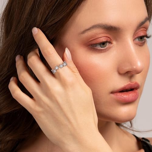 Silver Star Ring with Cubic Zirconia for Women Men, Irregularly Arranged Stars Hypoallergenic Jewelry Gift Wedding Band Promise Ring3
