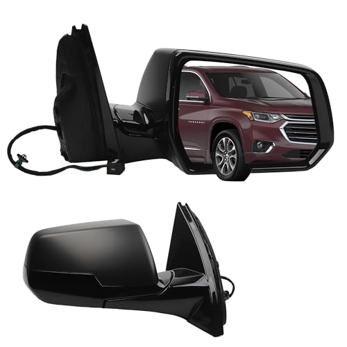 Dasbecan Right Passenger Side Mirror Compatible with 2020-2021 Chevrolet Traverse Power Heated Manual Foldin Black Cover Replace Rear View Mirror 85535683 (5pin)