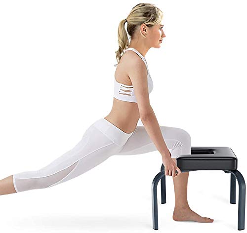 YOLEO Banco Yoga, Silla de Inversión de Yoga, Banco Soporte para la Cabeza, Taburete de Yoga para la Familia, Carga Máxima 150 kg, 49.9 * 36.7 * 43.4 cm, Negro