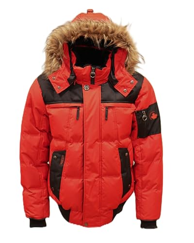 Image of Milano Boys Bomber Jacket Waterproof Puffer Coat with Removable Hood and Faux Fur Trim Sizes 4-20