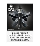 Das Vuse eTank Mini E-Zigaretten-Set ist ausgestattet mit: 1x Vuse eTank Mini inkl. 1x 1,4 Ohm Clearomizer, 1x Micro-USB-Ladekabel, 1x Bedienungsanleitung.