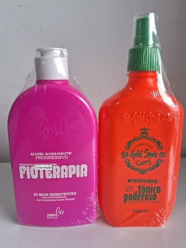 Kit Gold Spell/Progresive Everk Nova Fioter@pia 250ml + Powerful 250ml Tonic/Kit Everk Brazilian Keratin Treatment/Gold Spell/Official Seller