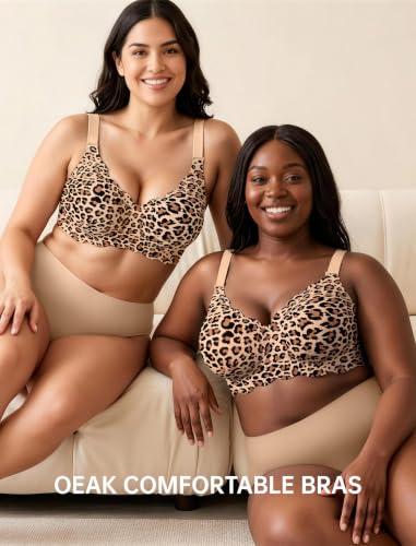 OEAK Women Value Series Jelly Bras Wireless Pushup Convertible Bra Leo Cml,L - image 2