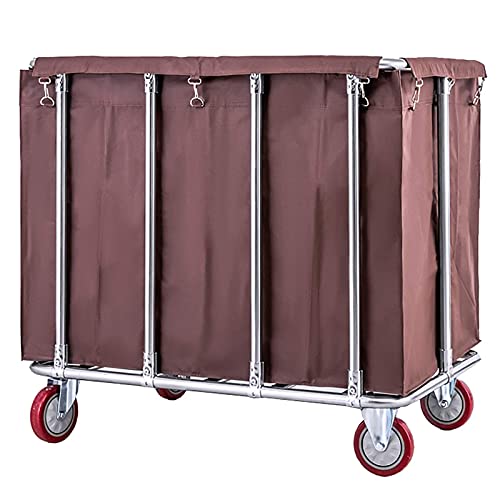 DFEDHF Heavy Duty Laundry Hamper Sorter Cart with 5 Inch Wheels, Large Rolling Trolley for Commercial/Industrial/Salon/Hotel - 330lbs Capacity(Brown-10 Tube)