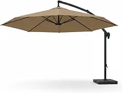 Ombrelone Lateral Suspenso 3m com Base Reforçada – Ideal para Piscina, Praia e Jardim (COR CREME)