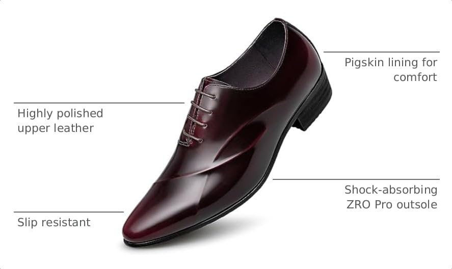 Image of ZRO Men's Lace Up Formal Modern Oxford Dress Shoes