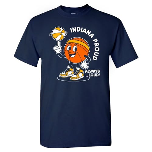 Indiana Proud Always Loud Mens T-Shirt for Basketball Fans (Navy Shirt M)