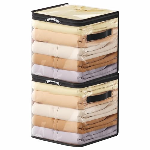 Image of JD FRESH 2 Piece 18L PVC Transparent Storage Bag with Zipper /Foldable Clothes Organiser for Wardrobe /Garments Organizer /Space Saving Storage Box for Sarees /Lehenga /Towel /Toy - 10.3 x 10.3 x 10.3 Inch