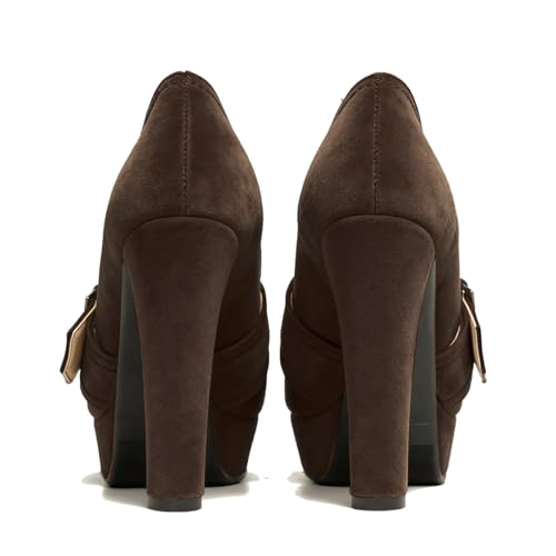 Image of SHODENSE Women Vintage Chunky Platform Loafers Pumps Tassel Round Closed Toe Slip On Suede Block High Heel Dress Loafer Shoes Buckle Strap Oxford Loafers Fringe Pump Dressy Chic Sexy Y2k 4-11 M US