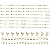 Mehrere Verwendungen: Die Gold-Edelstahlkette ist für Männer und Frauen geeignet, um Schmuck zu basteln, mit passenden Springringen und Verschlüssen, sowie dekorative Perlen, Charms Anhänger, Baumel-Charms hinzuzufügen, um Ihre eigenen Halsketten, Armbänder, geschichtete Ketten, Körperschmuck oder andere Handwerksartikel zu machen.