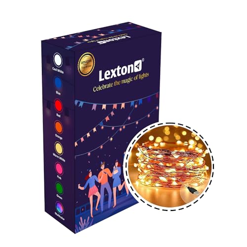 Image of Lexton 10 Meter Copper String Led Light USB Operated | for Indoor & Outdoor Decorations (Warm White, Pack of 1), Standard (C5M-B-WWH)