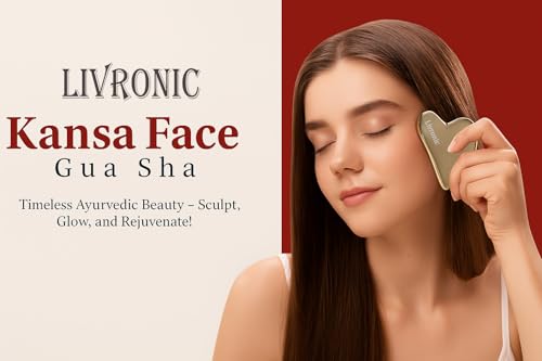 Image of Livronic Kansa Face gua sha (Bronze Gua sha Tool) |Removes Face Fat & Double Chin | Reduces Puffiness | Uplifts & Tightens Skin | Adds Glow and Brightness |100% Pure Kansa (Pack of 1)