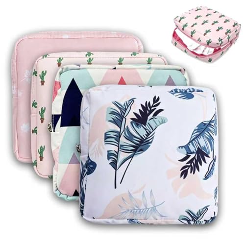 HXLJHALG 4Pcs Sanitary Napkin Storage Bag Portable Period Pouch Feminine Pads Tampon Organizer Pouch Pad Holder Bag Small Menstrual Period Bags for Teen Girls Women
