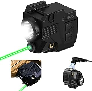 SIXRAY Pistol Light Laser Sight Gun Light 420 Lumens LED Picatinny Weaver Rail with Magnetic Charging Quick Release Strobe Function Laser Light Combo for Airsoft Handguns Pistol Rifle
