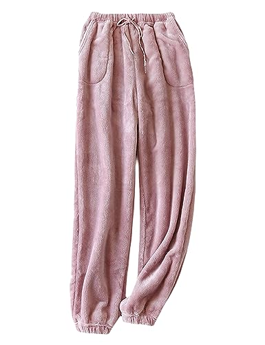 Tanming Womens Plush Fuzzy Pajama Pants Fleece Sleepwear Loungewear Trouser Pj Pants with Pockets
