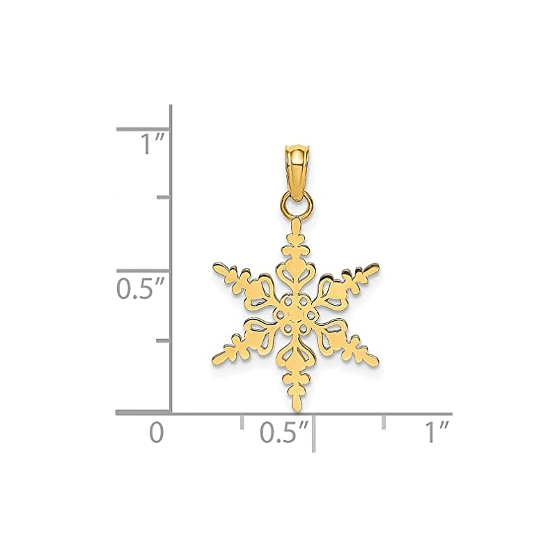 14k Yellow Gold Snowflake Necklace Charm Pendant Winter Fine Jewelry For Women Gifts For Her - Image 4