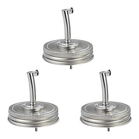 3 Pcs Mason Jar Pour Spout Lids Oil Liquor Pour Spout Dispenser Lid Stainless Steel Canning Lids for Mason Jars(70mm) (WTT-006) Cover