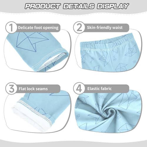 ZZKKO Girls Leggings Outline Paper Boat Fish Toddler Girls Clothes Leggings for Girls Toddler Girls Leggings 3-4T3