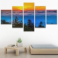 SIGNWIN 5 Panel Canvas Wall Art Modern Art Coastal Colorful Multicolor Photography Romantics Sunset for Home Decorations Ready to Hang - 60