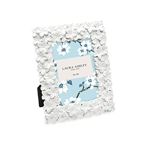 Image of Laura Ashley 2x3 White Flower Textured Hand-Crafted Picture Frame w /Easel