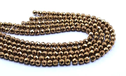 Perles hématite cuivre 6mm LKBEADS rondes facettées 39cm pour création bijoux