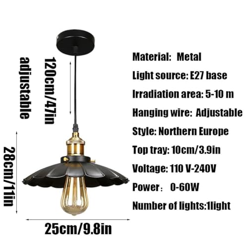 Lámpara de techo metal industrial de alta resistencia estética creativa con casquillo E27 5