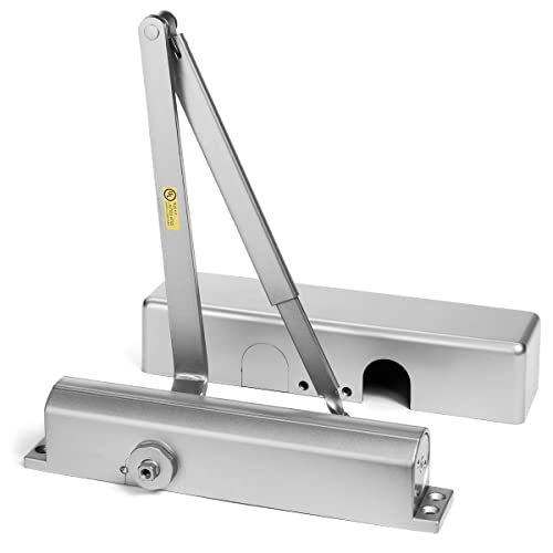 Dynasty Hardware Door Closer, Grade 1 Heavy Duty Commercial Hydraulic Closer, Self-Closing, Adjustable Spring Size 1-6, ADA Compliant, Surface Mount, Sprayed Aluminum, Series 8500