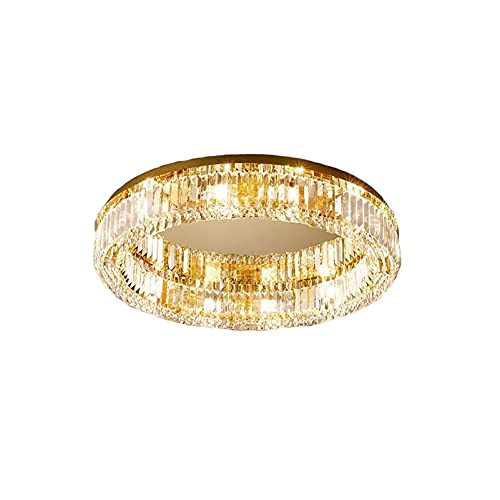 Plafonnier LED encastré rond en cristal doré de 50x11 cm pour un éclairage de cuisine moderne