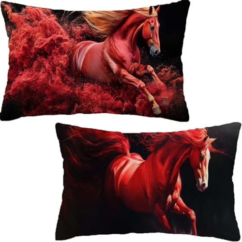 animal Fundas Cojines 50x70 Terciopelo Juego de 2,Lujosas Funda Cojin rojo Súper Suaves y Cómodas,Funda de Almohada con Cremallera Oculta,Durable y Fácil Cuidado para Sofá,Cama,Silla o Jardín Y-573