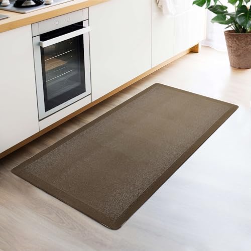 HomeLife il - Alfombra para cocina antideslizante y lavable, de goma PVC - Antifatiga, antideslizante y lavable, alfombra suave y cómoda, 44 x 150 cm, color marrón