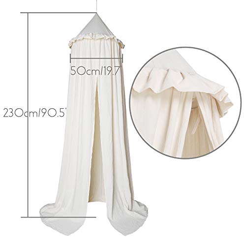 Ibiza Vibe Mameria Kids Bed Canopy With Frills Cotton Cover Net For Baby Crib Reading Nook Curtain Hideaway Hanging Round Tent Nursery Bedding Play Room Decor #TOP2