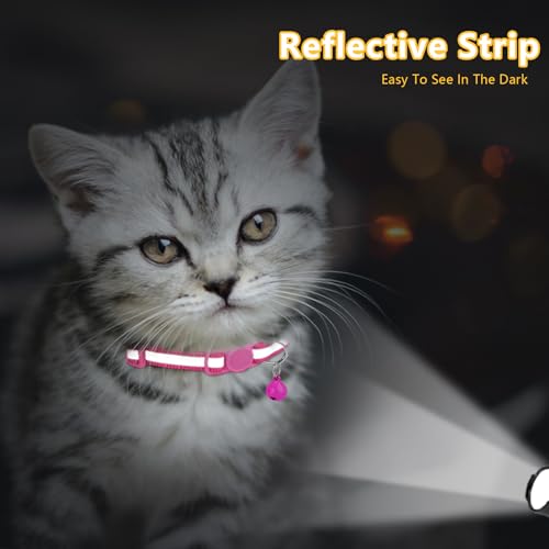 Image of Taglory 2 Pack Cat Collar with Bell, Breakaway Buckle and Reflective Strip | Adjustable 15-20 cm for 2-6 Months Cat, Quick Release Clip, Kitten and Adult Cats, Spare Collar Included, Indoor Outdoor Use