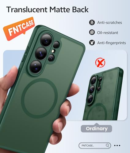 Image of FNTCASE for Samsung Galaxy S26-Ultra Case: [Fit for Magsafe] [Full Camera Protection] Translucent Matte Cases with [Screen Protector] Military Grade Shockproof Protective Phone Cover - Green