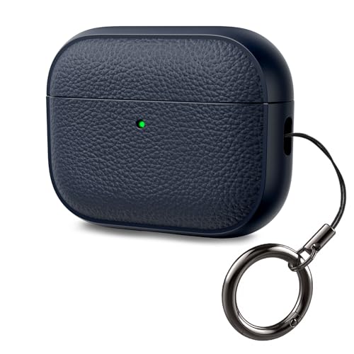 ACRONIX Pokrywa na AirPods Pro 3 2025, w miękkim TPU, z rzemieniem, design dotykowy w skórze, faktura drzewa Airpods Pro 3, niebieski francuski
