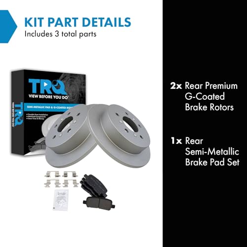 Image of TRQ Rear Brake Pad and Rotor Set Semi Metallic Coated Rotors Compatible with 2008-2009 Buick LaCrosse